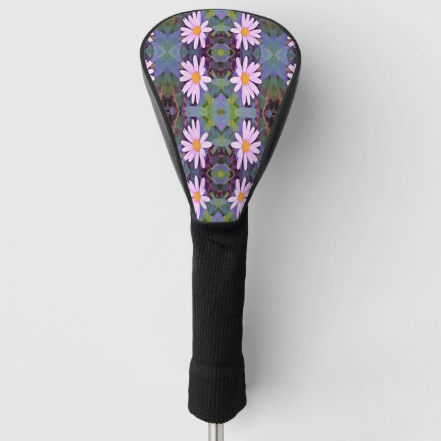 Retro Pink Daisy Blume Pattern Golf Headcover (Vorderseite)
