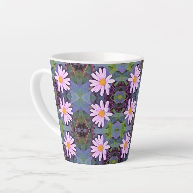 Retro Pink Daisy Blume Pattern Milchtasse (Linke Ecke)