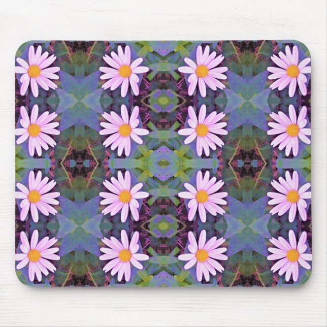 Retro Pink Daisy Blume Pattern Mousepad (Vorne)