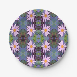Retro Pink Daisy Blume Pattern Pappteller