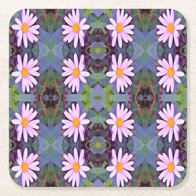 Retro Pink Daisy Blume Pattern Rechteckiger Pappuntersetzer (Vorderseite)