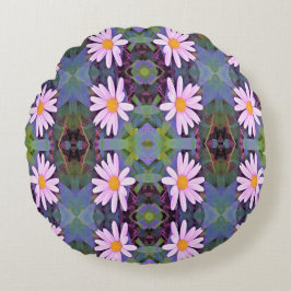 Retro Pink Daisy Blume Pattern Rundes Kissen