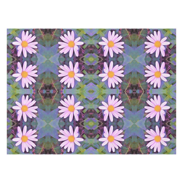 Retro Pink Daisy Blume Pattern Tischdecke (Vorderseite (Horizontal))