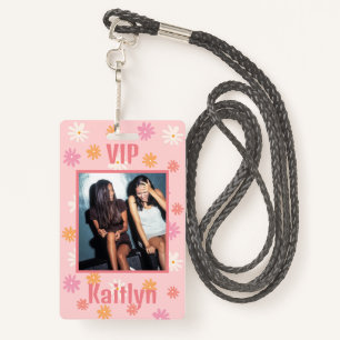 Retro Pink Daisy Junggeselinnen-Abschied VIP Pass Ausweis
