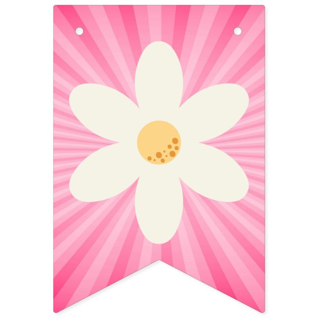 Retro Pink Daisy Sunburst Bunting Fahnen - Groovy  Wimpelkette (Erste Fahne)