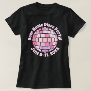 Retro Pink Disco Ball PERSONALISIERTER T - Shirt