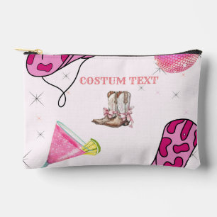 Retro Pink Disco Cowgirl Western Bachelorette Zubehörtasche