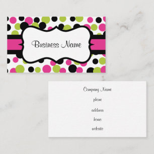 Retro Pink Dots Business Card Visitenkarte