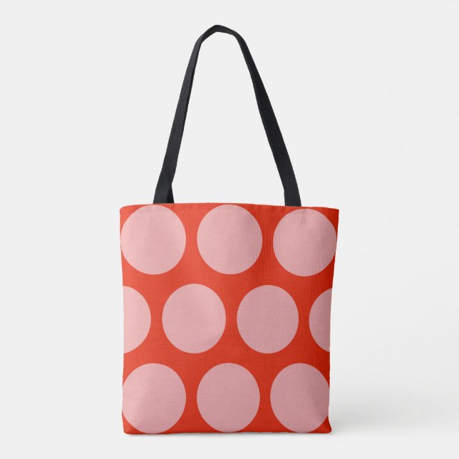 Retro Pink Dots Tote Bag Tasche (Rückseite)