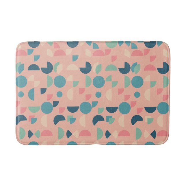Retro Pink farbenfrohe moderne geometrische Tribal Badematte (Vorderseite)