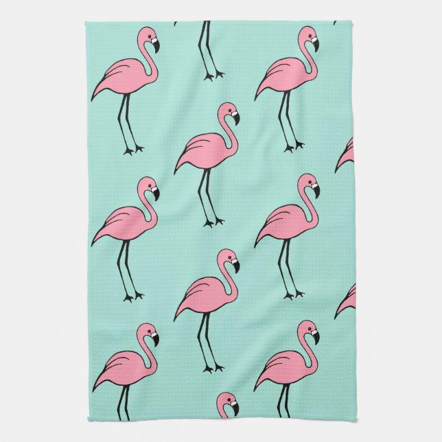 Retro Pink Flamingo Küchengeschenk Geschirrtuch (Vertikal)