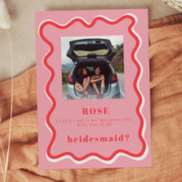 Retro Pink Foto Bridesmaid Vorschlag Card Einladung