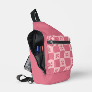 Retro Pink Gelb gedecktes Muster Crossbody Bag