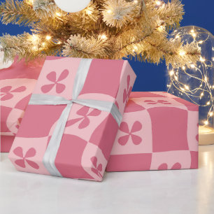 Retro Pink Gelb gedecktes Muster Geschenkpapier