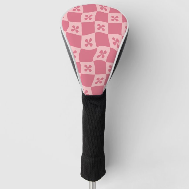 Retro Pink Gelb gedecktes Muster Golf Headcover (Vorderseite)