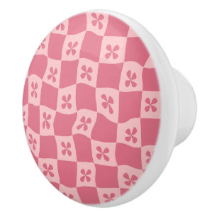 Retro Pink Gelb gedecktes Muster Keramikknauf