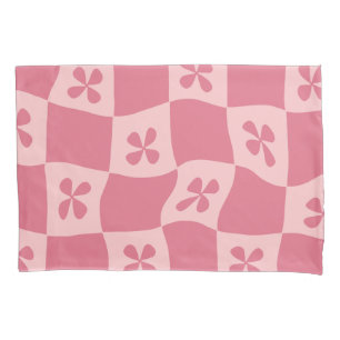 Retro Pink Gelb gedecktes Muster Kissenbezug