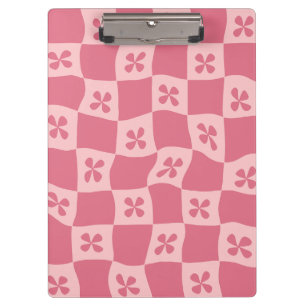 Retro Pink Gelb gedecktes Muster Klemmbrett