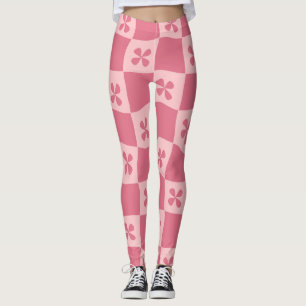 Retro Pink Gelb gedecktes Muster Leggings