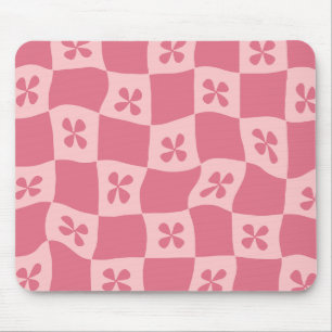 Retro Pink Gelb gedecktes Muster Mousepad