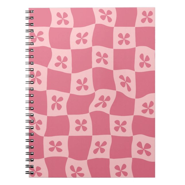 Retro Pink Gelb gedecktes Muster Notizblock (Vorderseite)