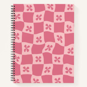 Retro Pink Gelb gedecktes Muster Notizbuch