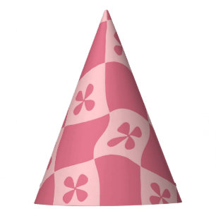 Retro Pink Gelb gedecktes Muster Partyhütchen