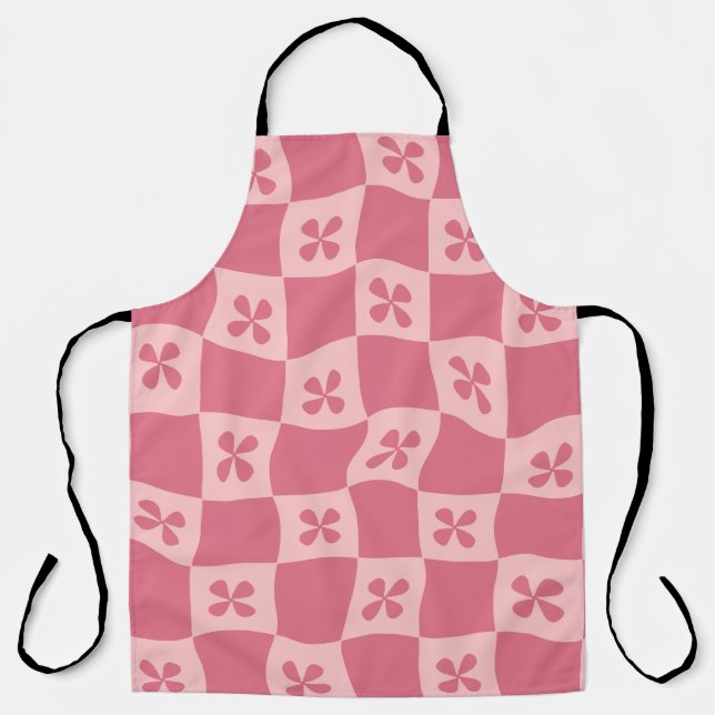 Retro Pink Gelb gedecktes Muster Schürze (Vorderseite)