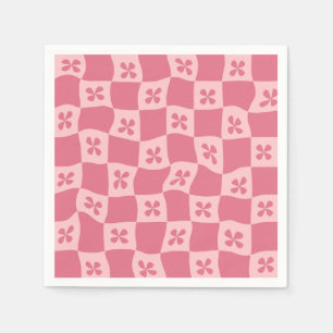 Retro Pink Gelb gedecktes Muster Serviette