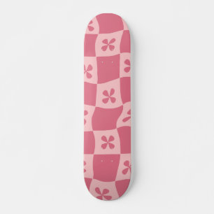 Retro Pink Gelb gedecktes Muster Skateboard