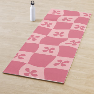 Retro Pink Gelb gedecktes Muster Yogamatte