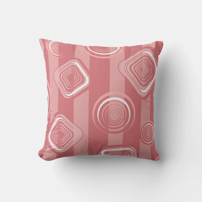 “Retro Pink Geometric Pattern” Throw Pillow Kissen (Vorderseite)