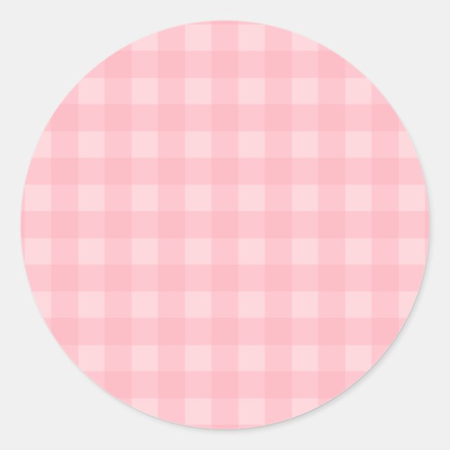 Retro Pink Gingham Checkered Pattern Hintergrund Runder Aufkleber (Vorderseite)