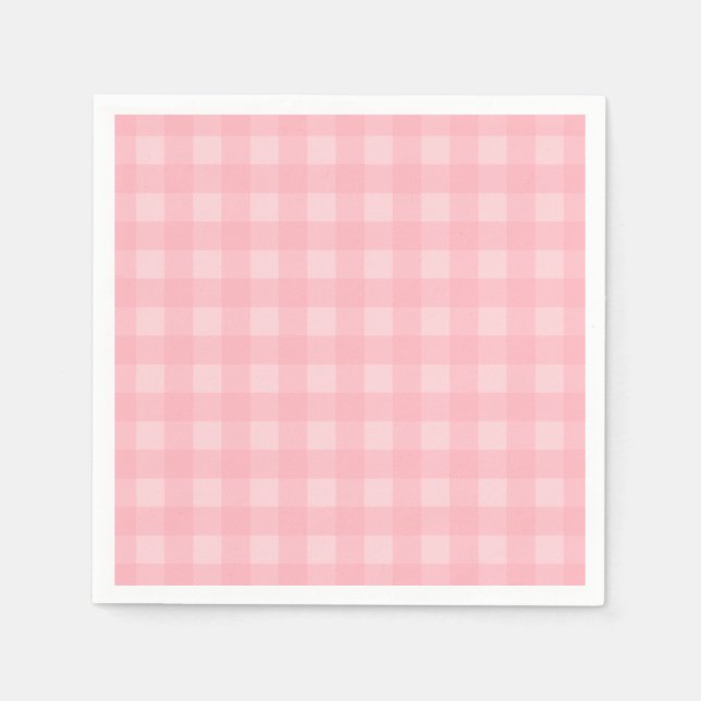 Retro Pink Gingham Checkered Pattern Hintergrund Serviette (Vorderseite)
