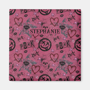 Retro Pink Girly Punk 90er Magnet