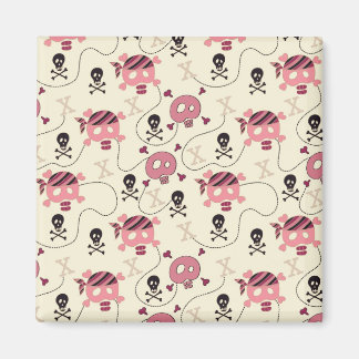 Retro Pink Girly Skull und Knochen Magnet