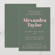 Retro Pink Green Niedlich Ästhetik Graduation Part Einladung