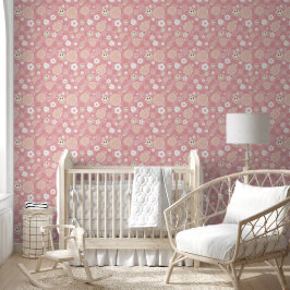Retro Pink Groovy Checkered Hippie Pattern Girl Tapete
