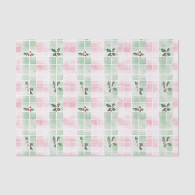 Retro Pink Grün Niedlich Weihnachten Seidenpapier (Vorderseite)
