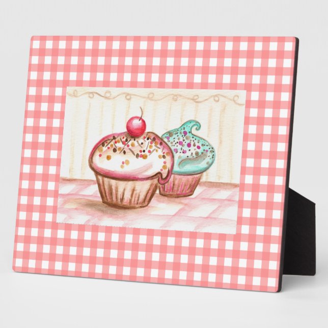 Retro Pink Küche Cupcake Art Fotoplatte (Seite)