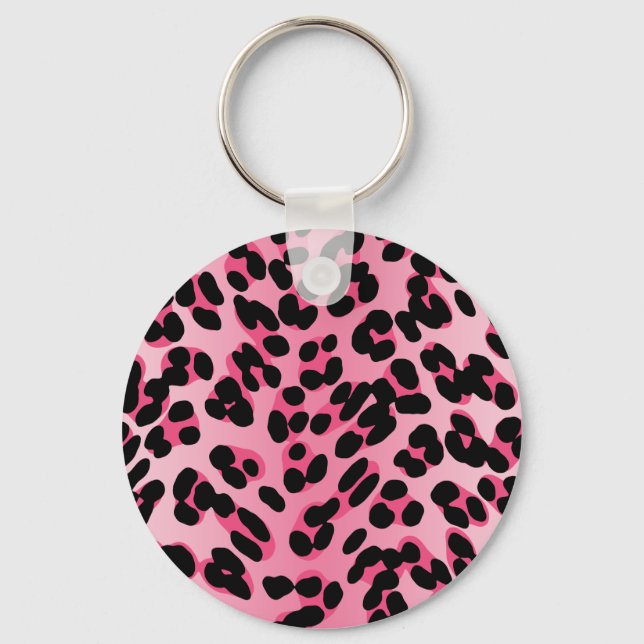 Retro Pink Leopard Print Schlüsselanhänger (Vorderseite)