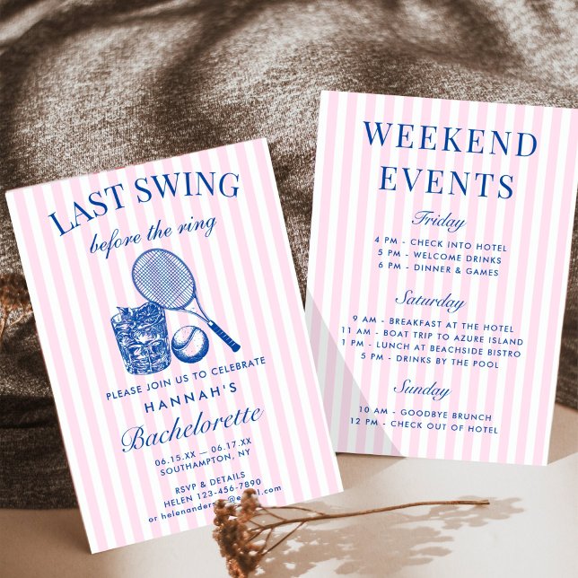 Retro Pink Letzte Swing vor dem Ring Tennis Bach Einladung (Von Creator hochgeladen)