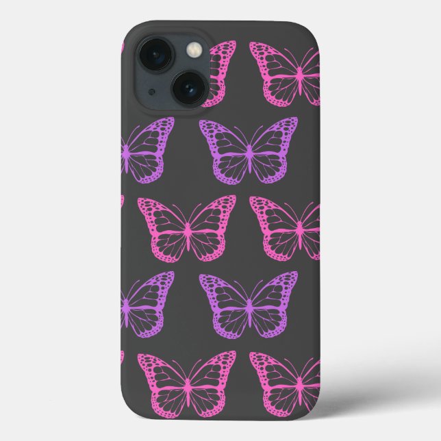 Retro Pink Lila Bläserschmetterling-Girl-Muster Case-Mate iPhone Hülle (Rückseite)