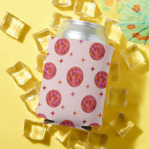 Retro Pink Lila Orange Disco-Kugeln Muster  Dosenkühler