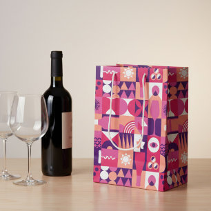Retro Pink Lila Wein Muster Mittlere Geschenktüte