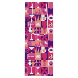 Retro Pink Lila Wine Bauhaus Muster Geschenktüte Für Weinflaschen