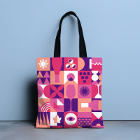 Retro Pink Lila Wine Bauhaus Muster