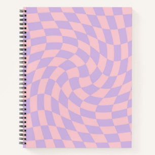 Retro Pink Lilac Pastell Verzierte Karo geprüft Notizbuch