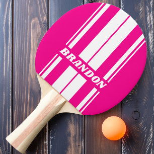 Retro Pink Lollipop Dual Board Streifen mit Namen Tischtennis Schläger