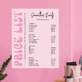 Retro Pink Modern Lash Salon Preisliste Poster